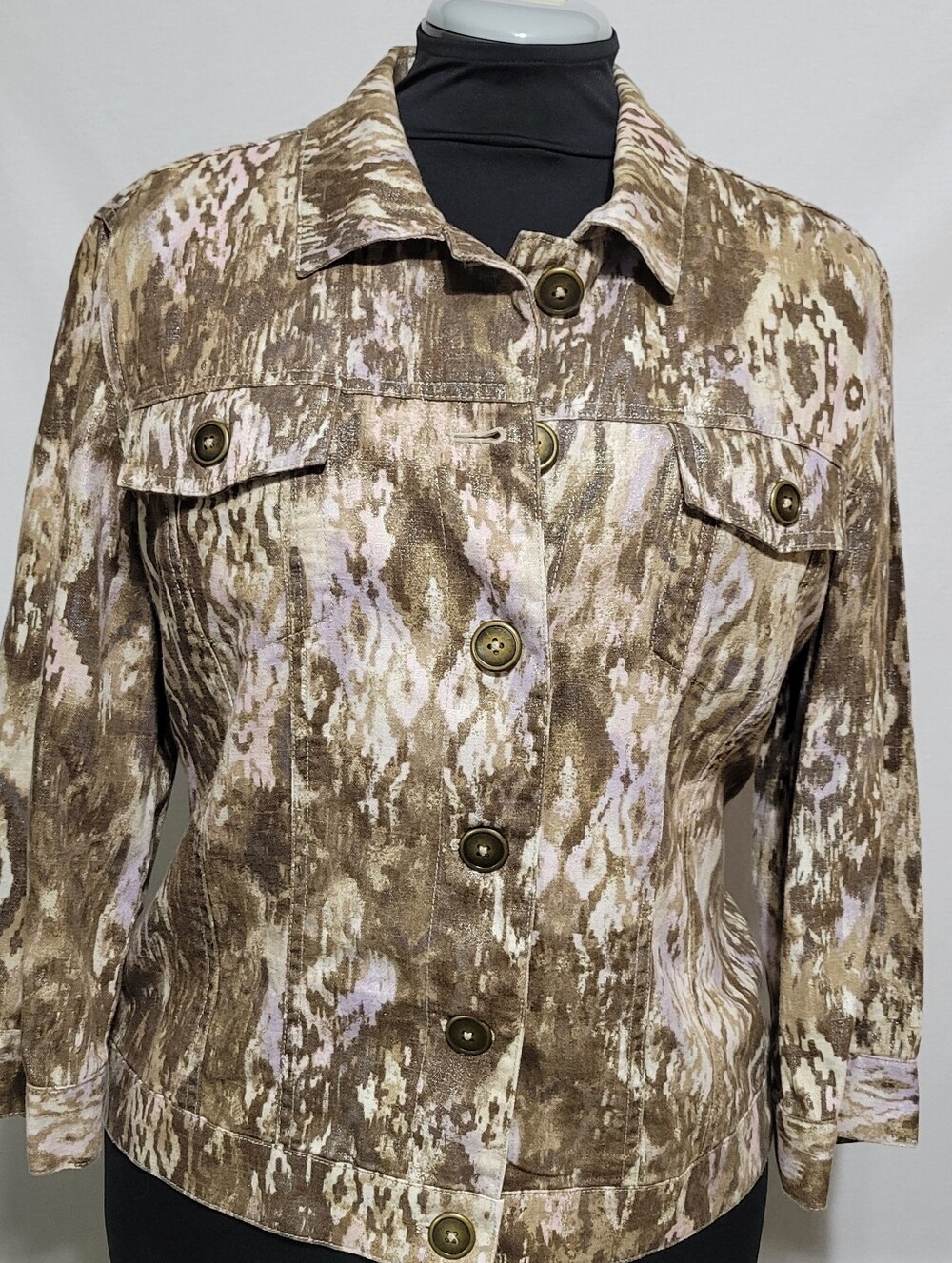 Chico's boho chic artisan/eclectic style lightweight jacket,